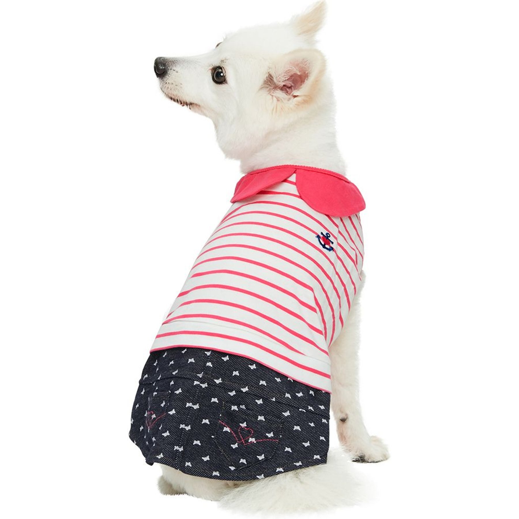 Dogs & Cats & Co. Peter Pan Collar Denim Stripes Dog Tank Dress Dogs & Cats & Co.