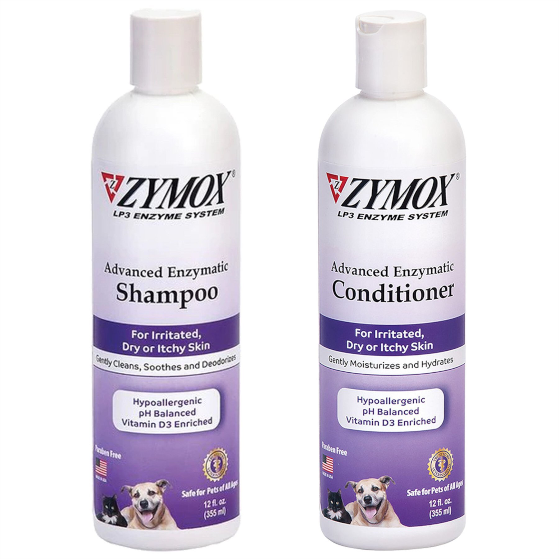 Zymox Advanced Enzymatic Oatmeal Cat & Dog Conditioner & Zymox Advanced Enzymatic Oatmeal Cat & Dog Shampoo Zymox