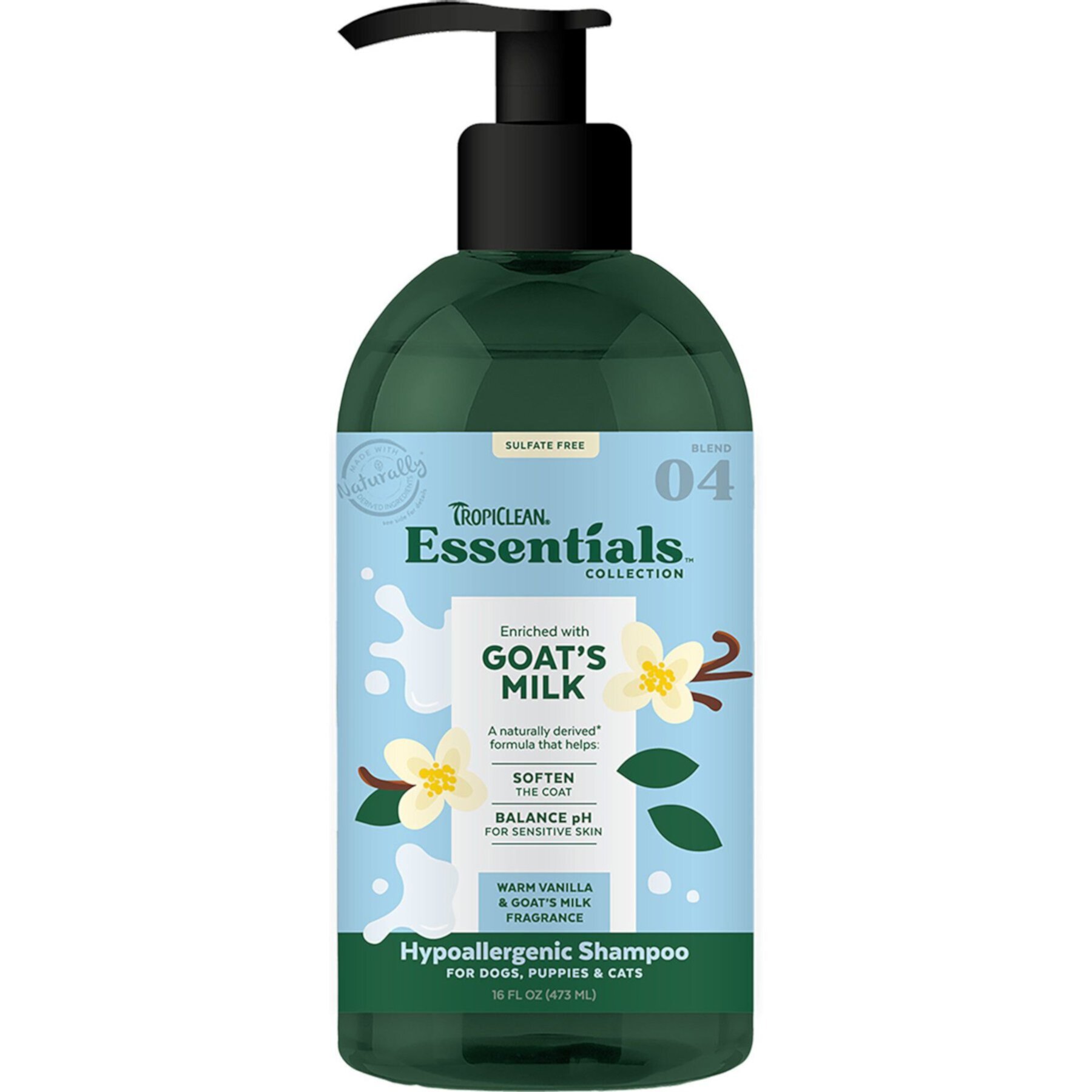 TropiClean Essentials Hypoallergenic Goat's Milk Dog Shampoo, 16-fl oz bottle TropiClean