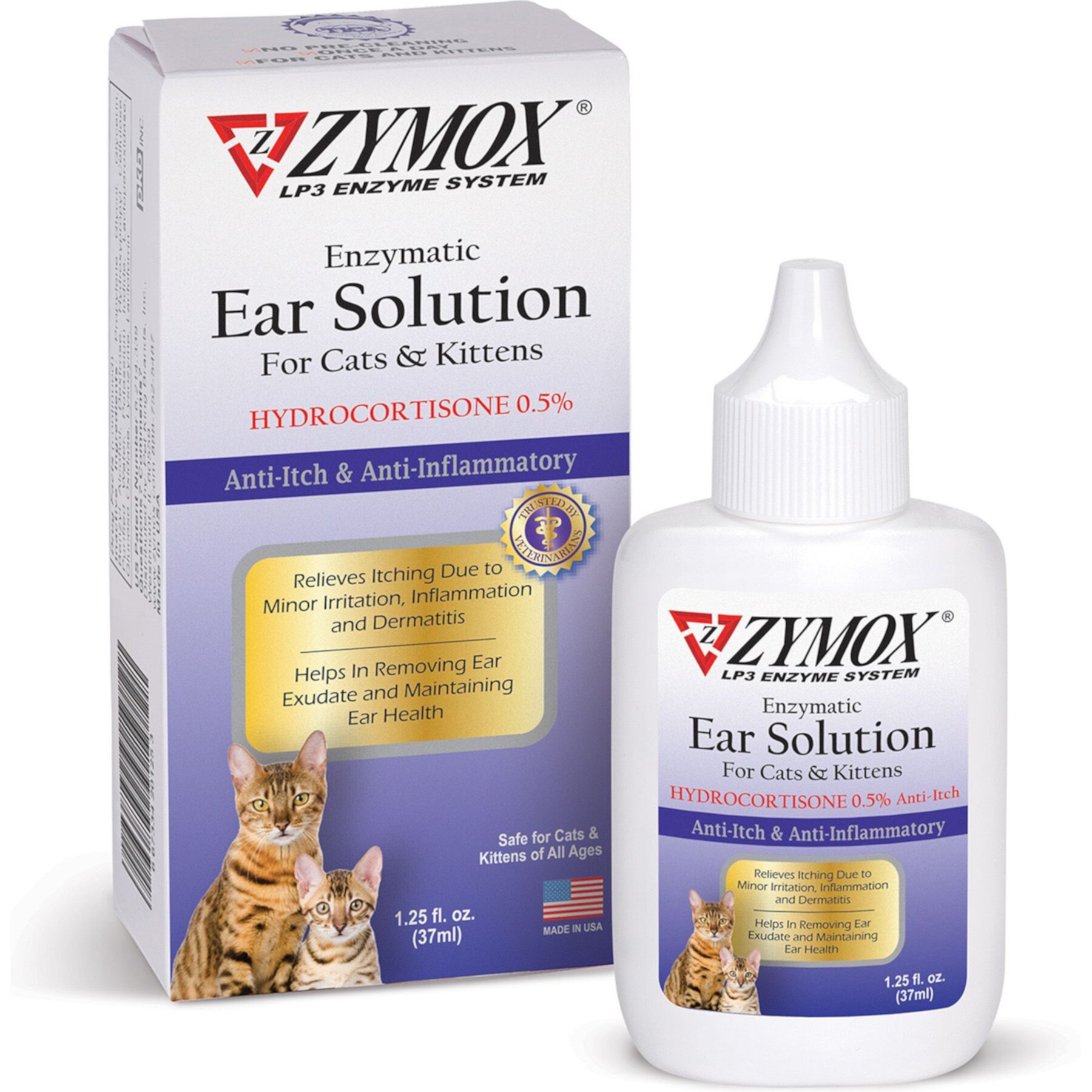 Zymox Enzymatic Kitten & Cat Ear Solution with 0.5% Hydrocortisone Zymox