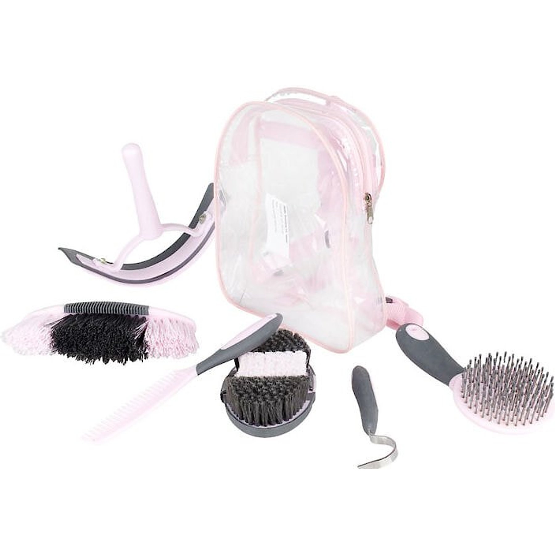 Horze Equestrian Sweet Horse Grooming Kit & Carry Bag, Pink & Grey Horze Equestrian