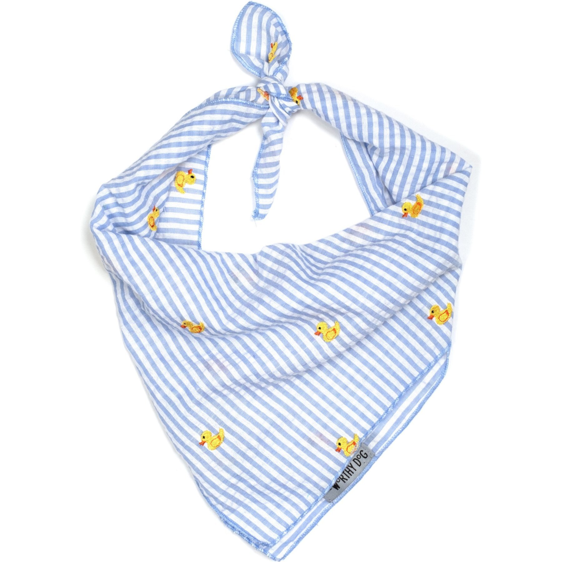 The Worthy Dog Stripe Rubber Duck Dog Bandana, Light Blue, Large The Worthy Dog