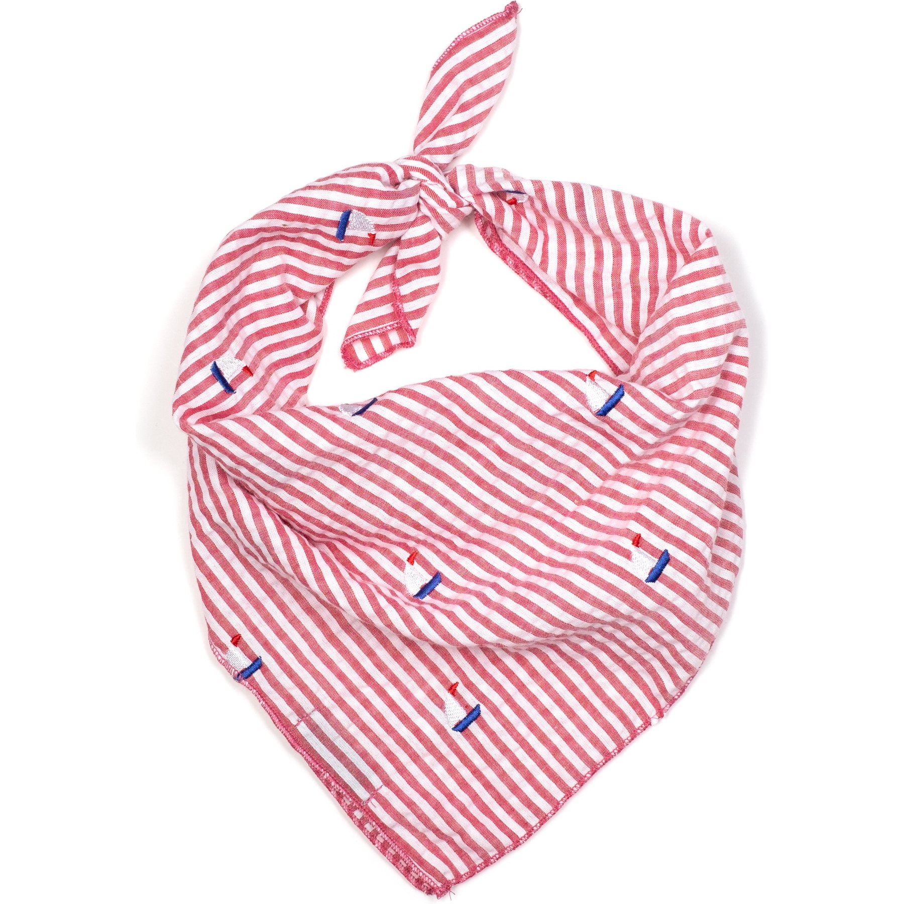 The Worthy Dog Red Stripe Sailboat Dog Bandana, Red/White The Worthy Dog