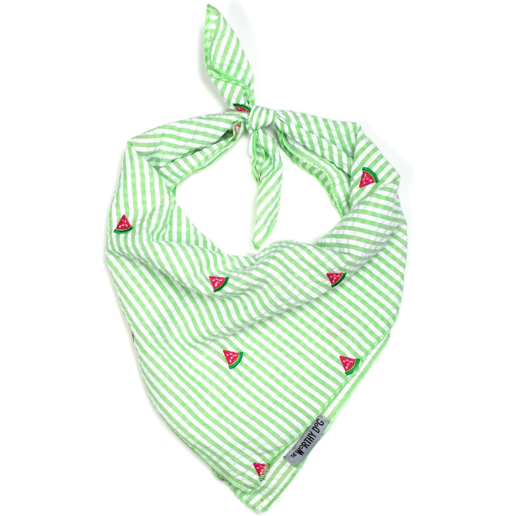 The Worthy Dog Green Stripe Watermelon Dog Bandana, Green/White The Worthy Dog