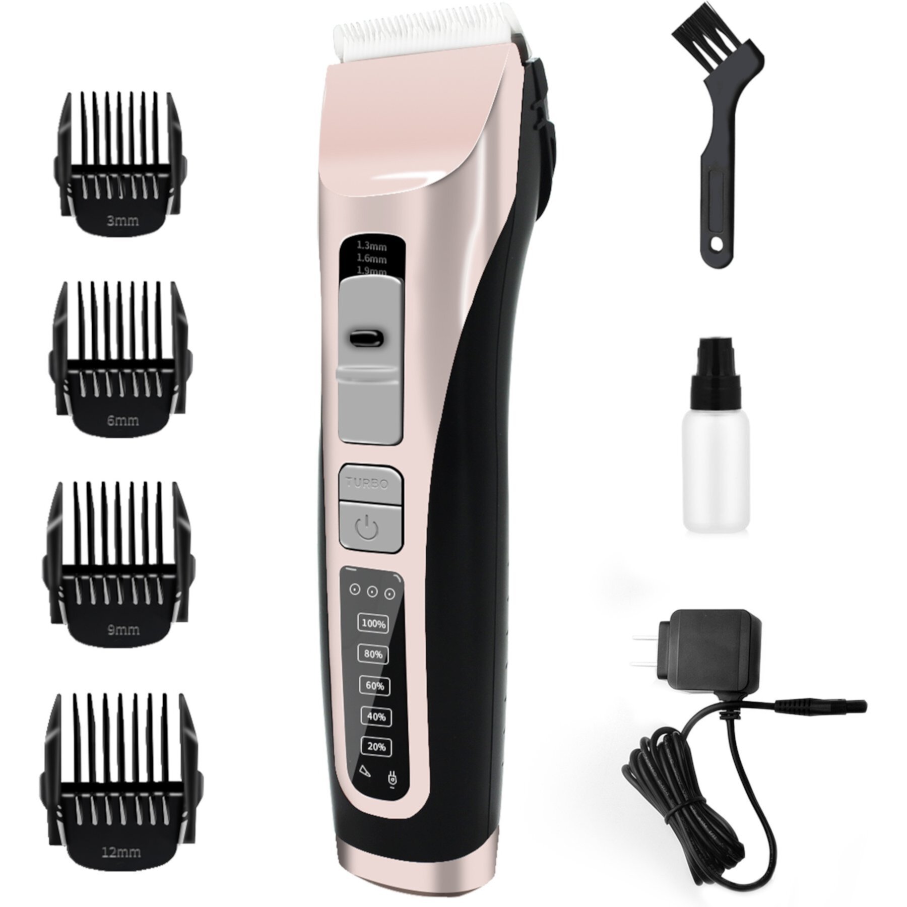 PATPET 3-Speed Cordless Dog & Cat Hair Grooming Clipper Kit, Rose Gold Patpet