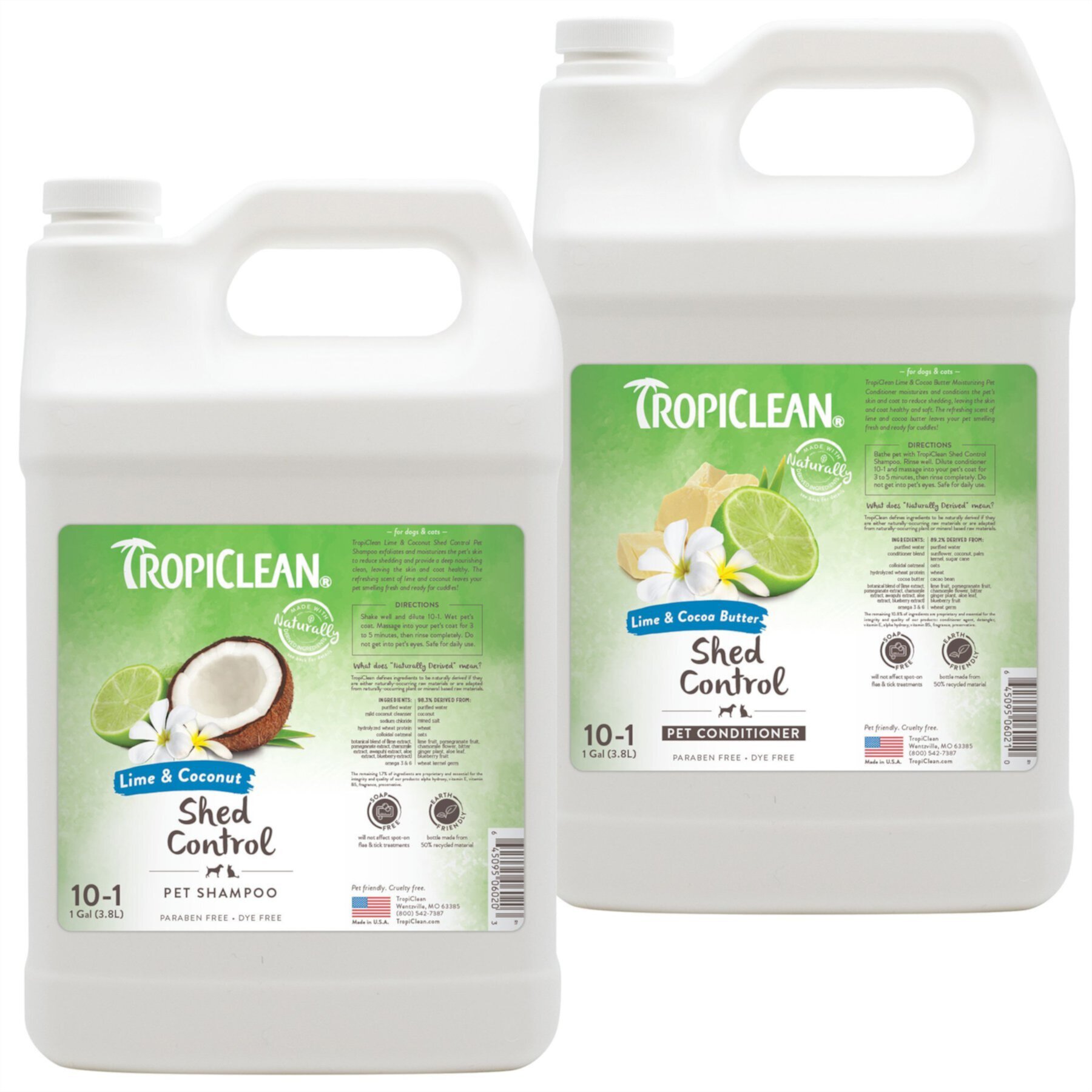 TropiClean Lime & Coconut Deshedding Dog Shampoo & TropiClean Lime & Cocoa Butter Deshedding & Moisturizing Dog Conditioner TropiClean