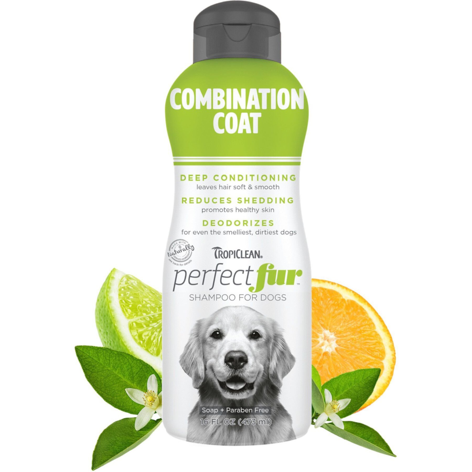 TropiClean PerfectFur Combination Coat Reduces Shedding Dog Shampoo TropiClean