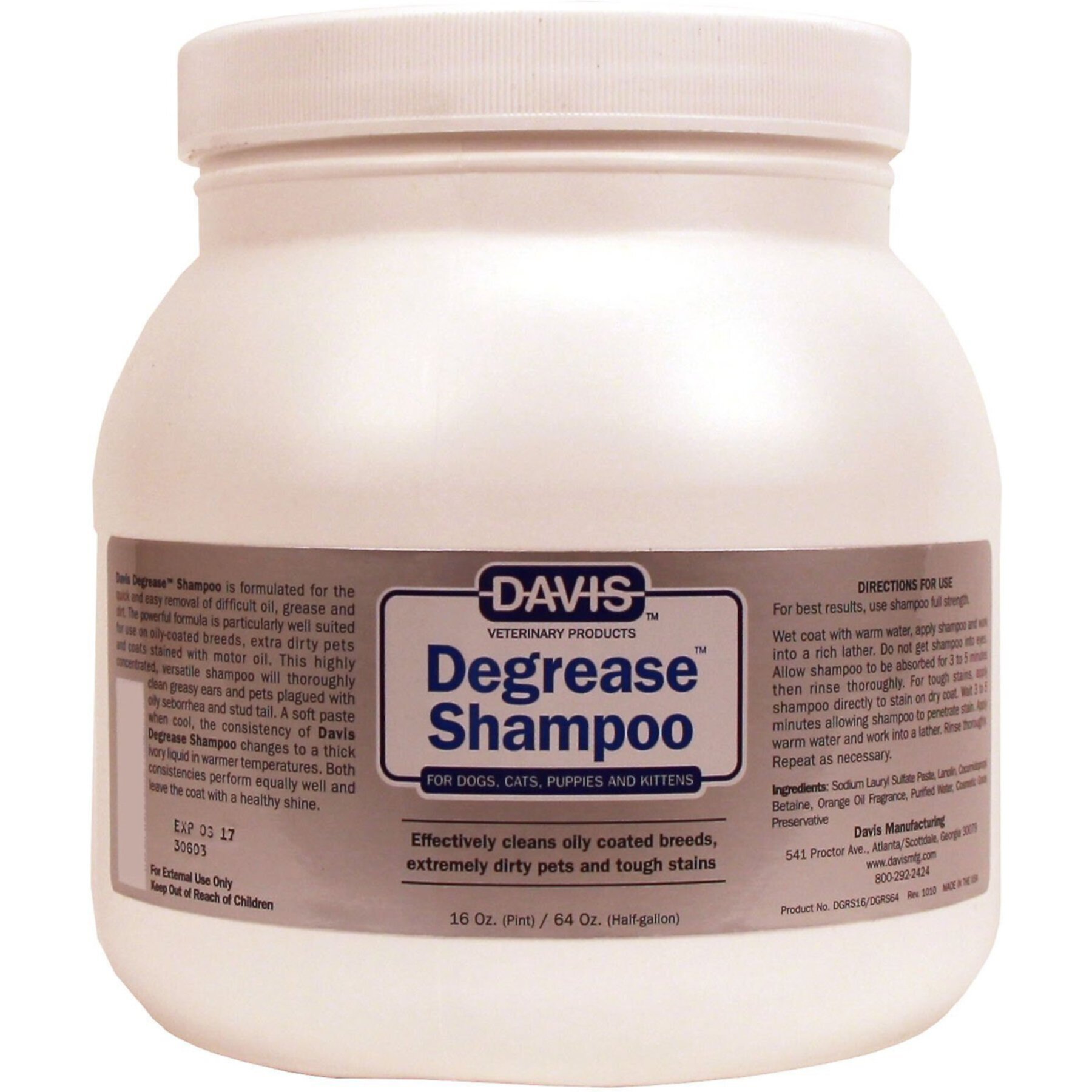 Davis Degrease Dog & Cat Shampoo Davis