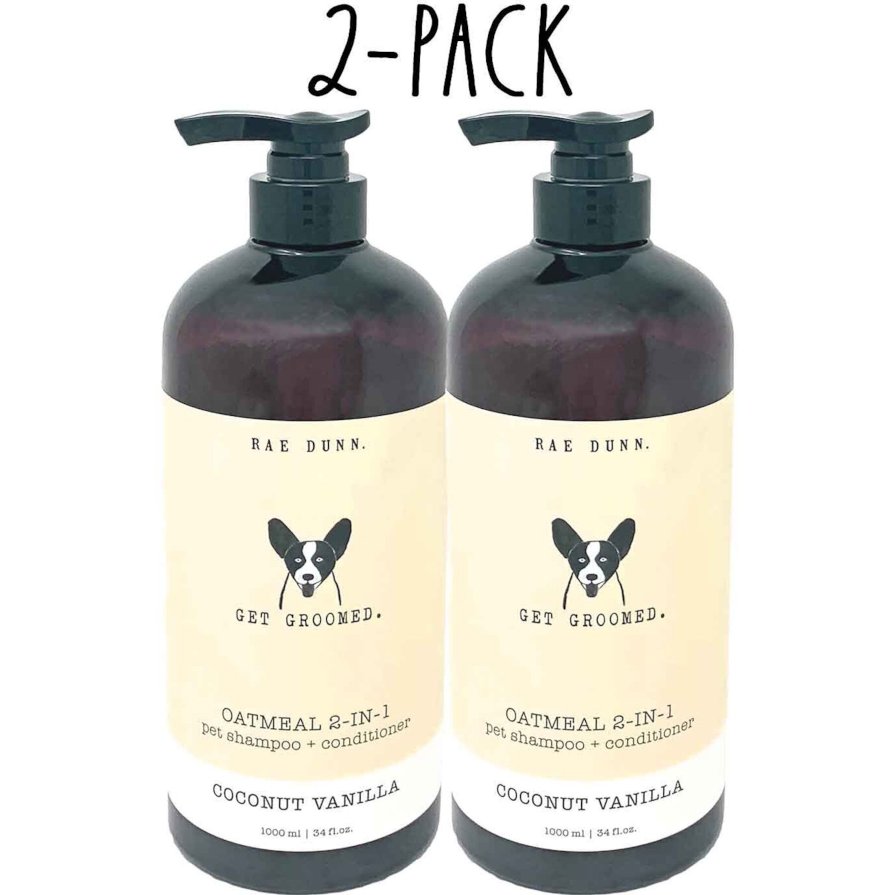 Rae Dunn Get Groomed. Oatmeal 2-in-1 Dog Shampoo & Conditioner, 1000-mL bottle, 2 count Rae Dunn