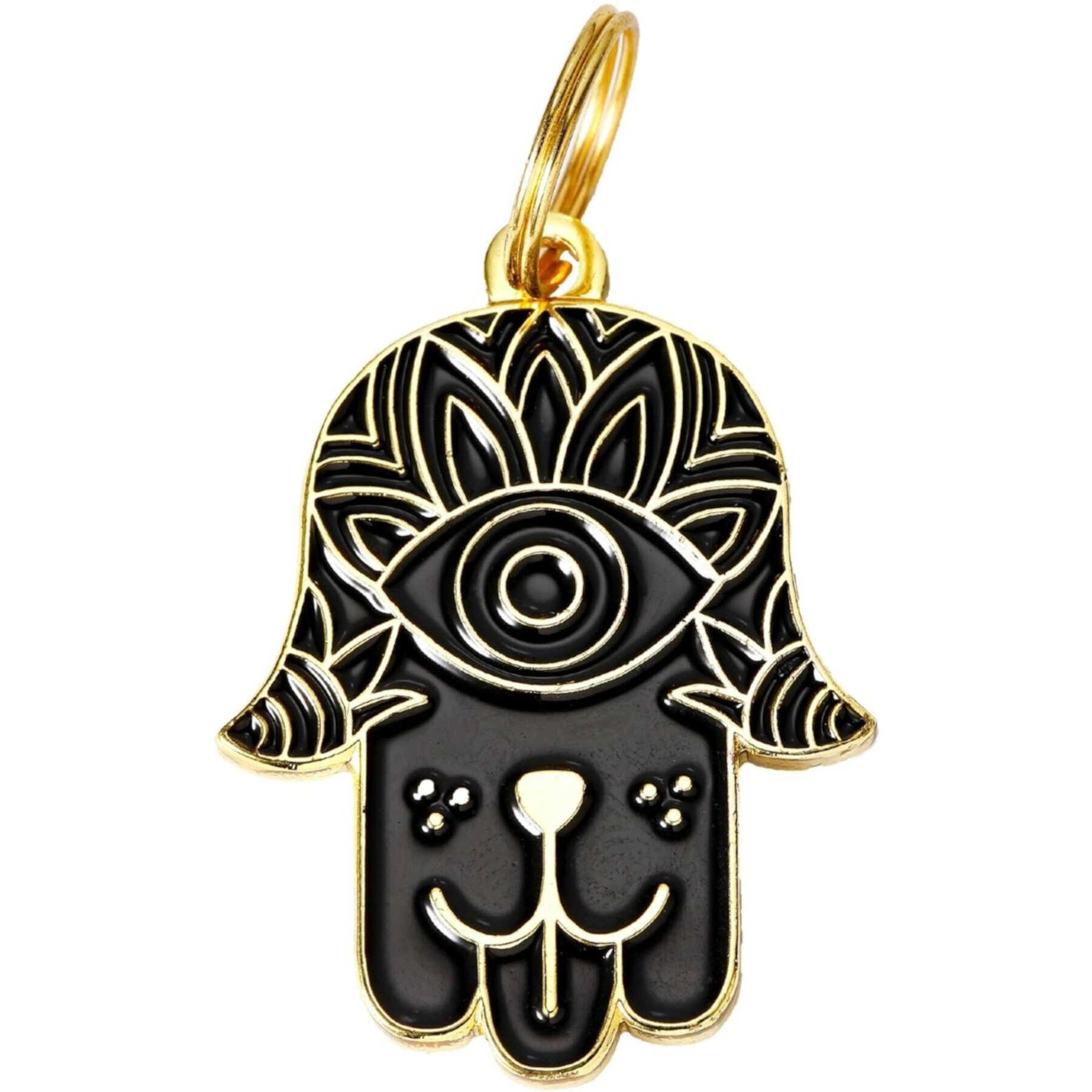 Two Tails Pet Company Hamsa Brass Non-Personalized Dog ID Tag Two Tails Pet Company