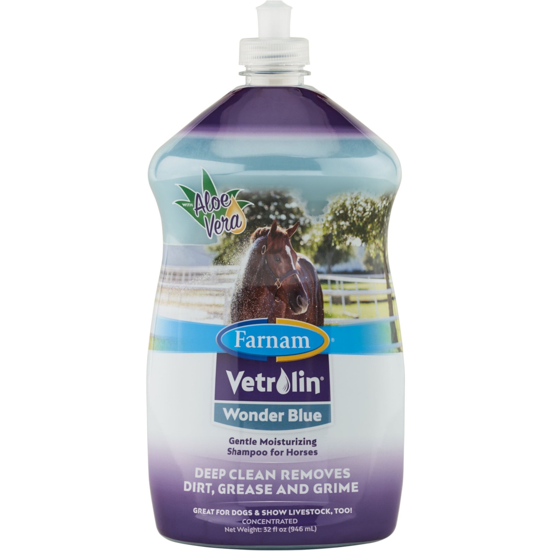 Farnam Vetrolin Wonder Blue Deep Cleaning Moisturizing Dog & Horse Shampoo, 32-fl oz bottle Farnam