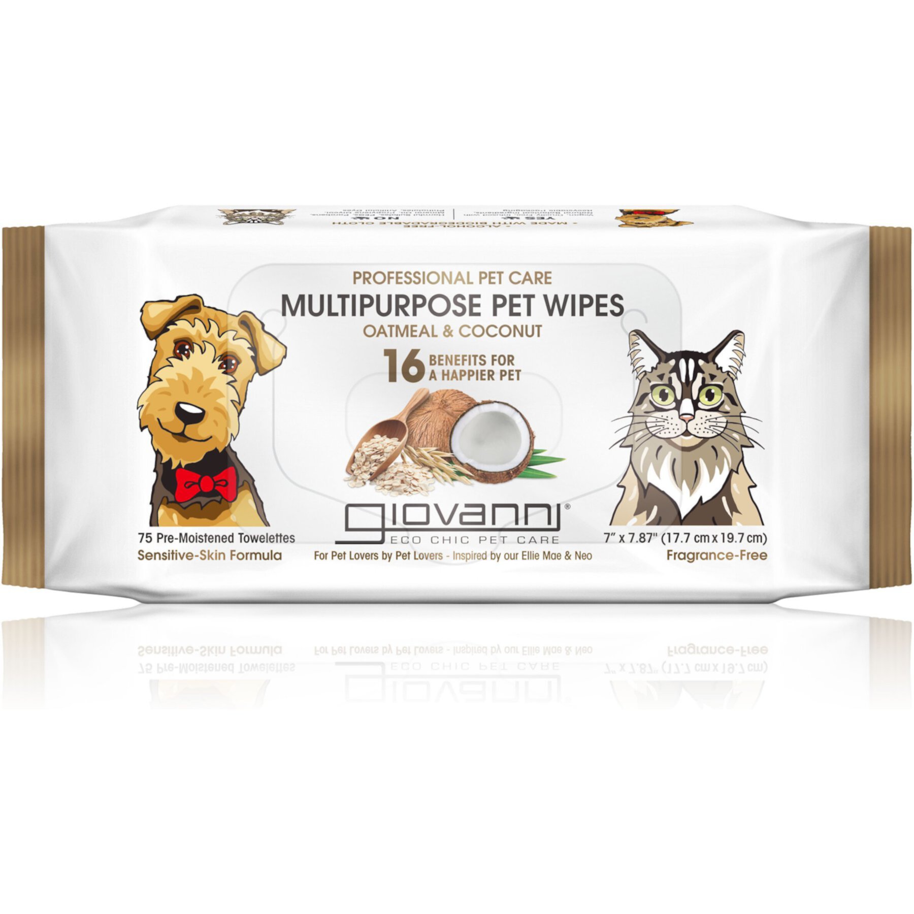 Giovanni Professional Multipurpose Oatmeal & Coconut Dog & Cat Wipes Giovanni