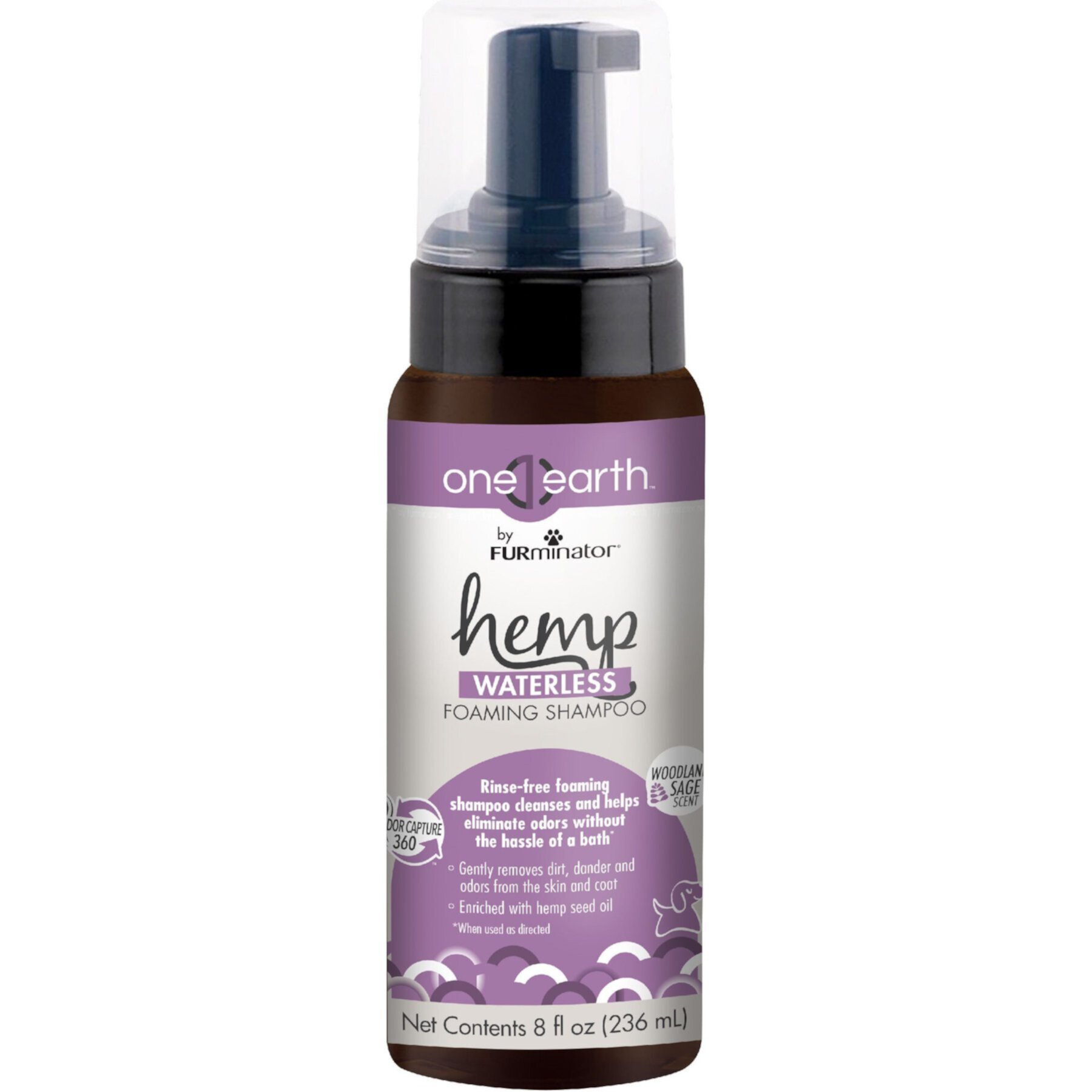 FURminator One Earth Hemp Woodland Sage Scented Dog Shampoo, Purple FURminator