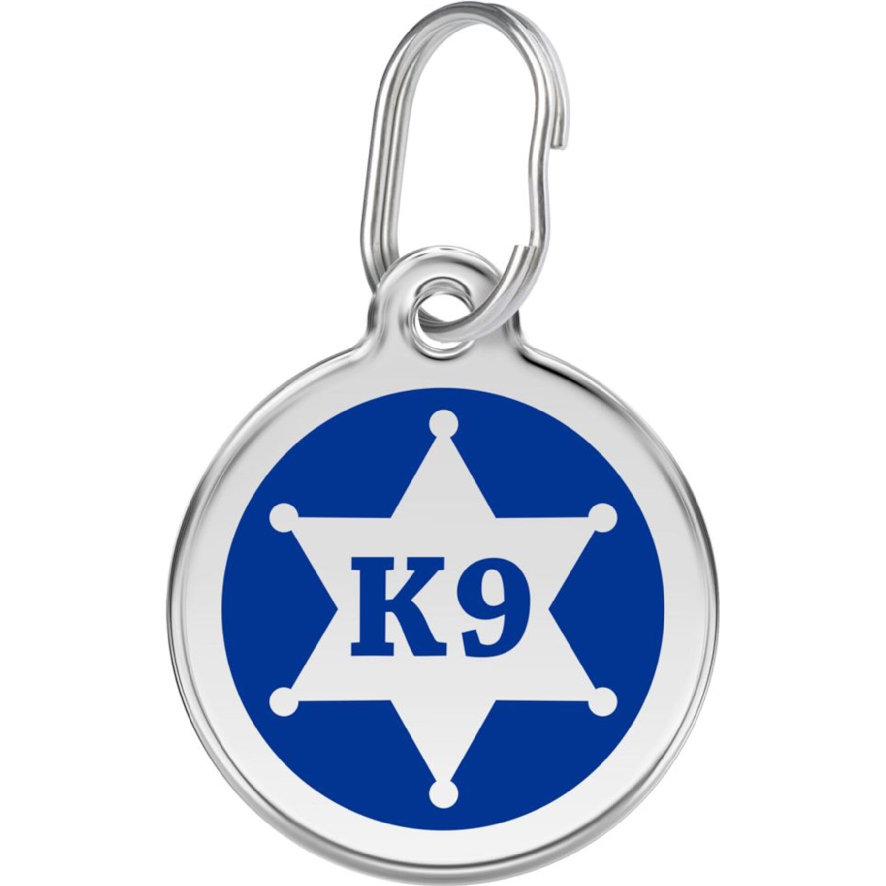 Red Dingo K9 Sheriff Stainless Steel Personalized Dog ID Tag, Blue Red Dingo