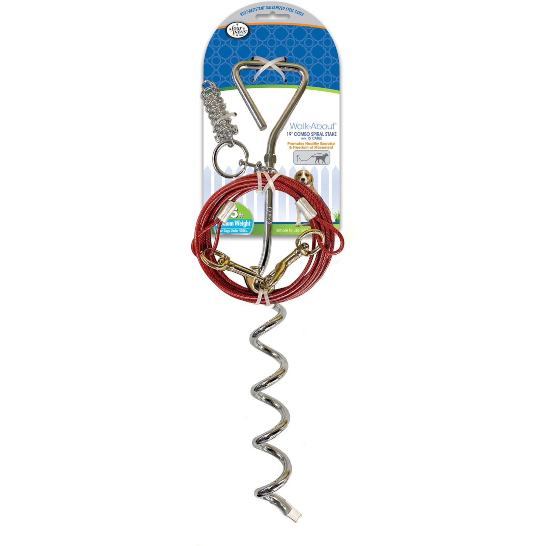 Four Paws Walk-About Spiral Tie-Out Stake for Dogs Four Paws