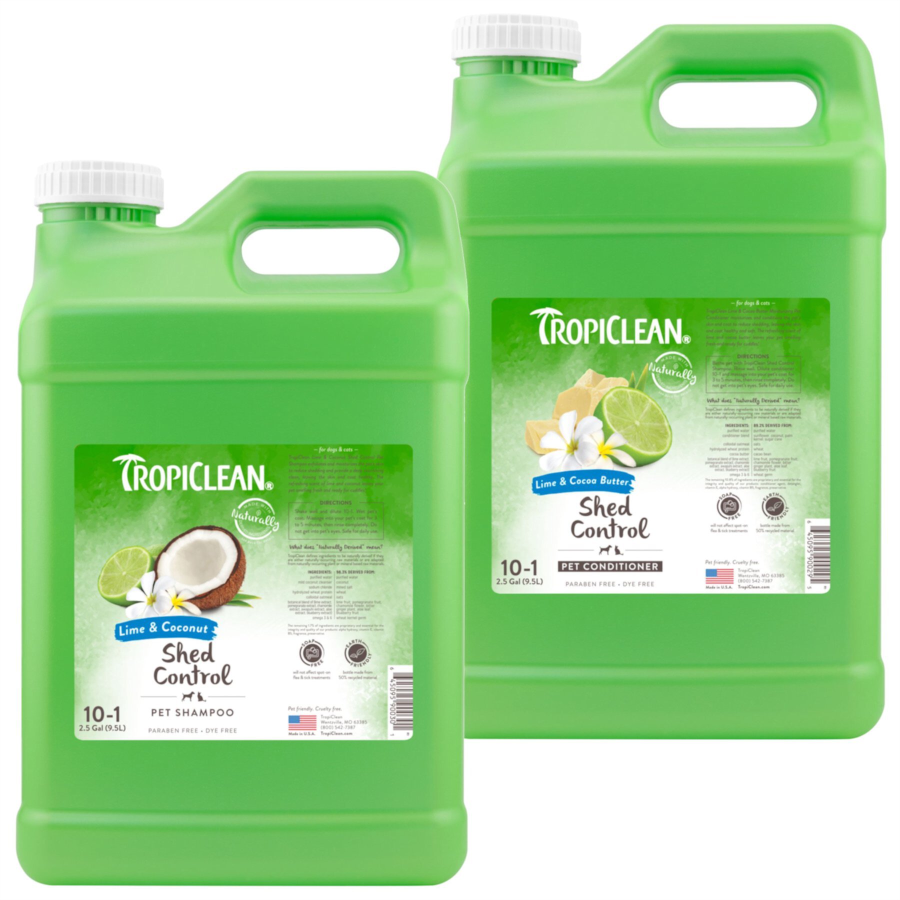 TropiClean Lime & Coconut Deshedding Dog Shampoo & TropiClean Lime & Cocoa Butter Deshedding & Moisturizing Dog Conditioner TropiClean