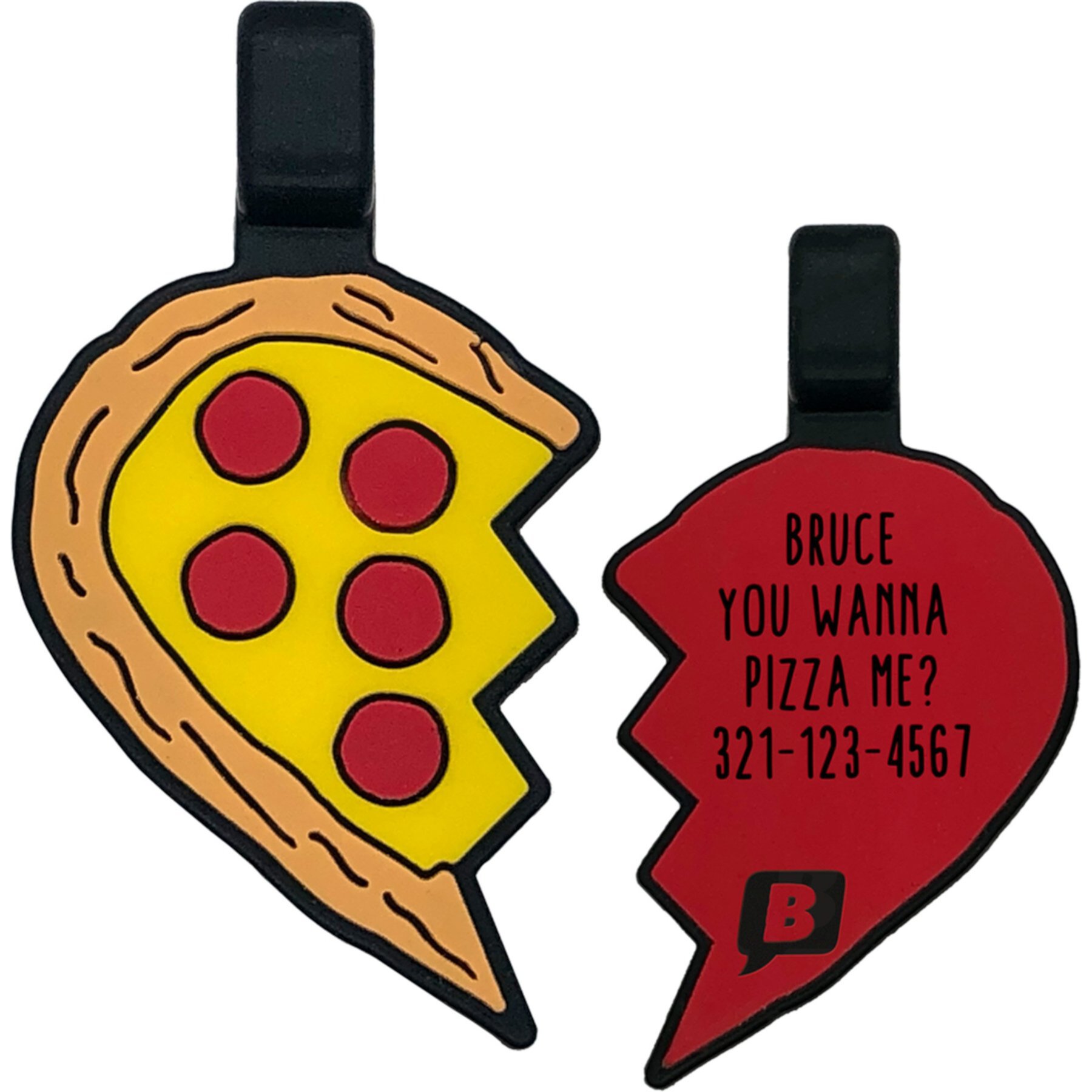 Besties Pizza Your Heart Jingle-Free Silicone Dog ID Tag Besties