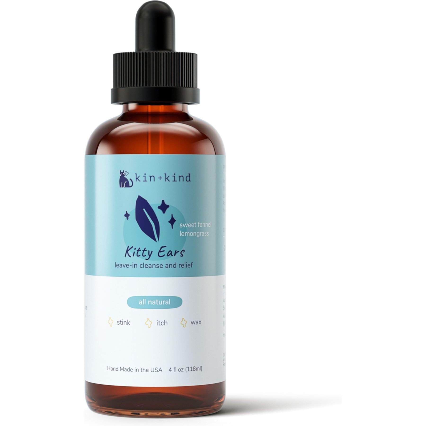 kin+kind Kitty Ears Sweet Fennel Lemongrass Ear Cleaner Kin+Kind