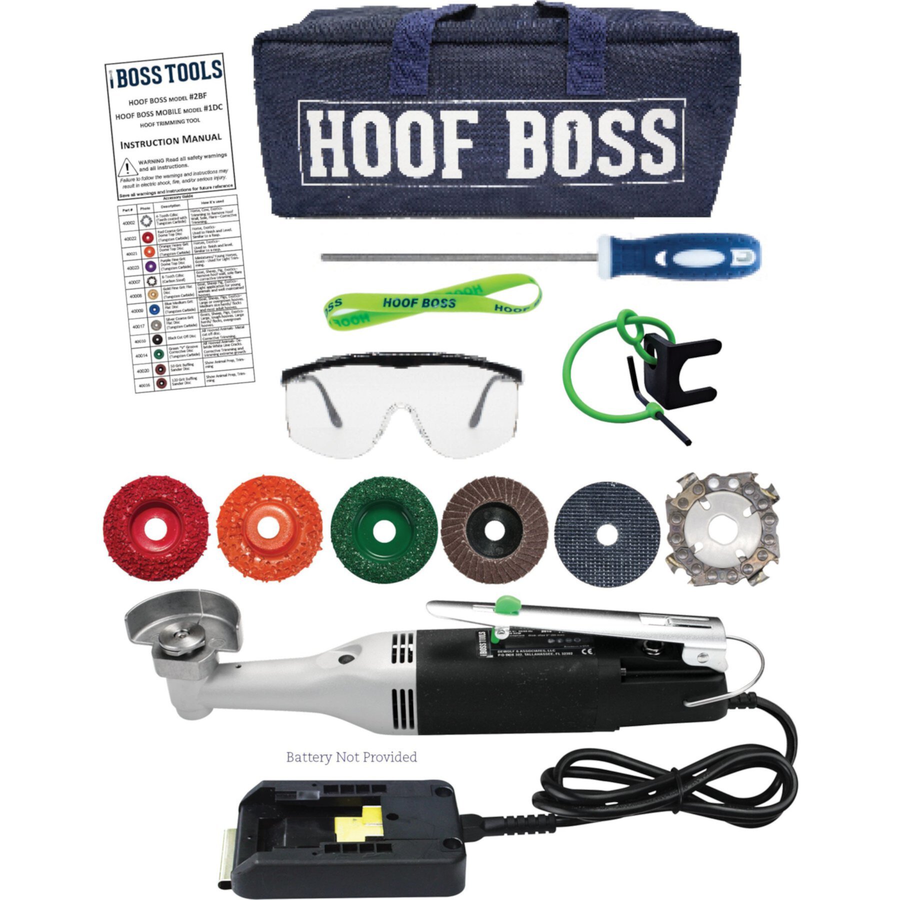 Hoof Boss Complete Battery Operated Horse Hoof Trimmer Set Hoof Boss