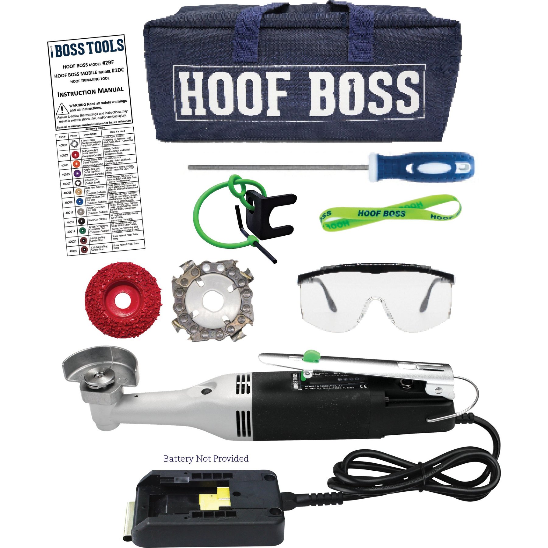 Hoof Boss Basic Battery Operated Horse Hoof Trimmer Set Hoof Boss