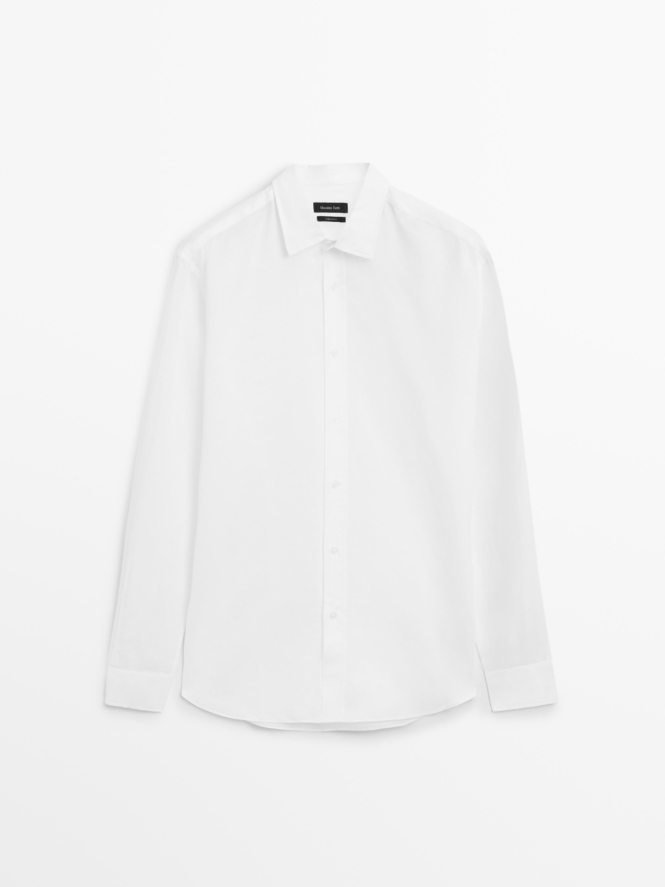 Cotton blend twill shirt Massimo Dutti