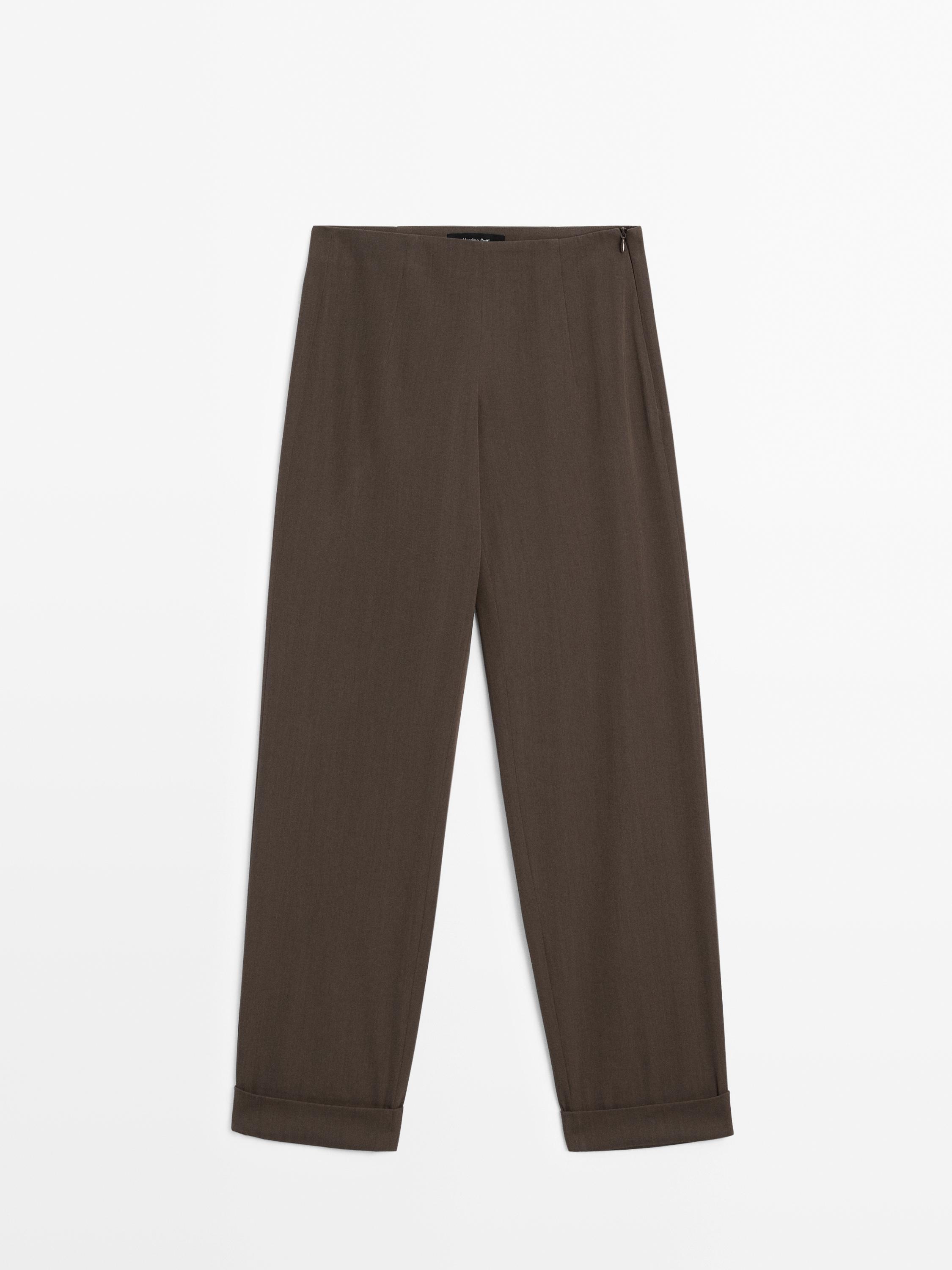 Suit trousers with turn-up hems Massimo Dutti