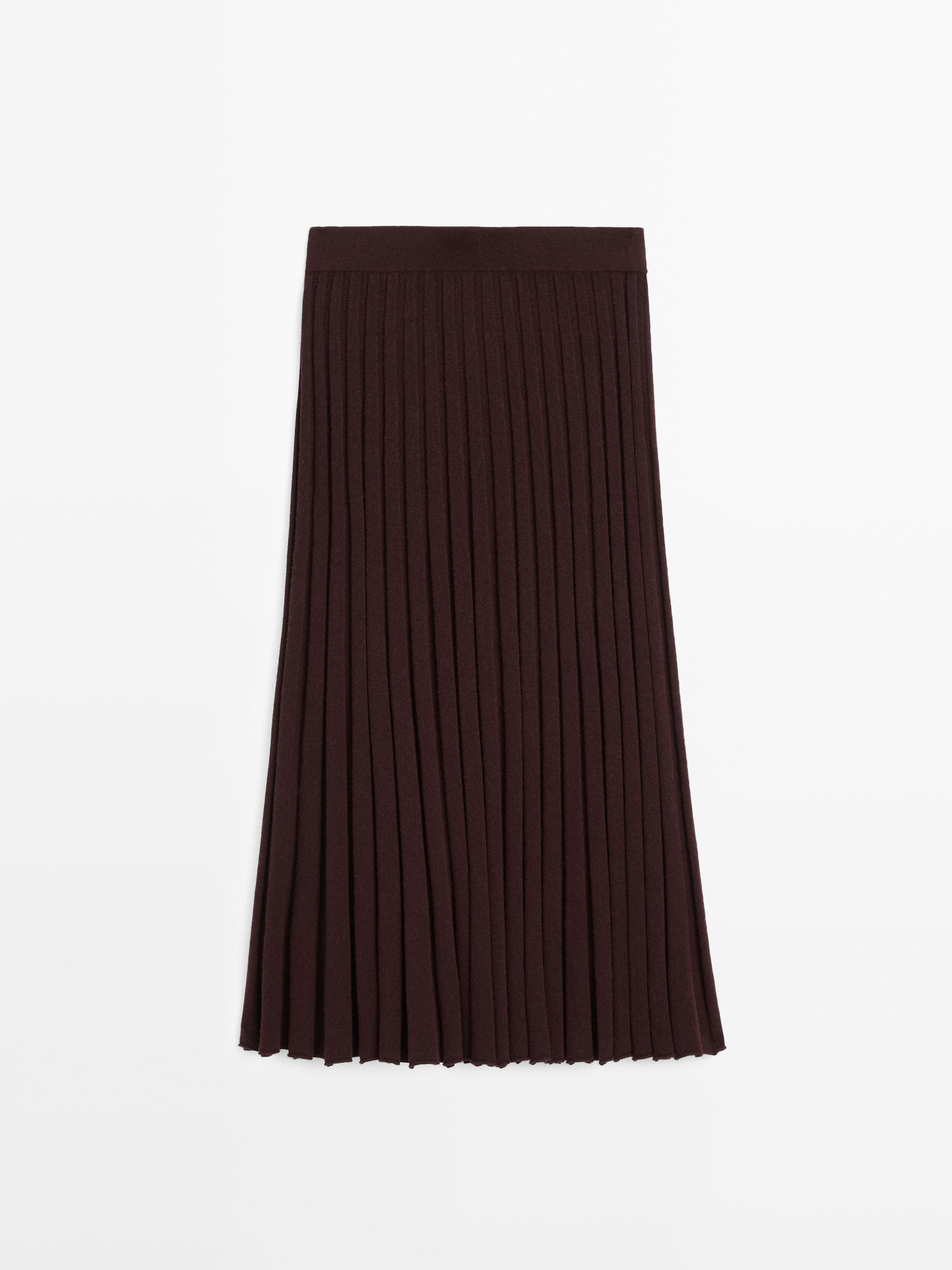 Pleated stretch midi skirt Massimo Dutti