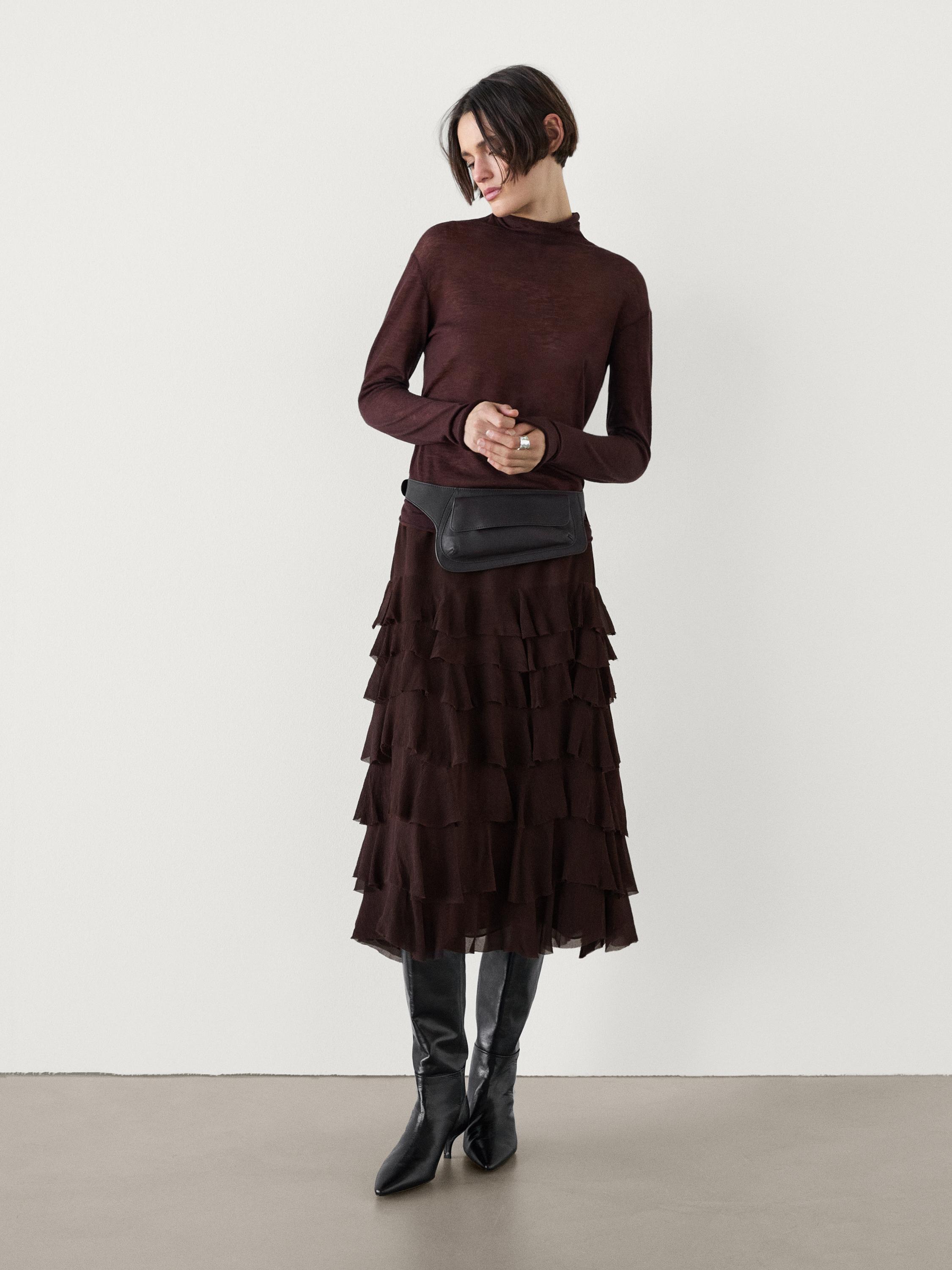 Ruffled midi skirt Massimo Dutti