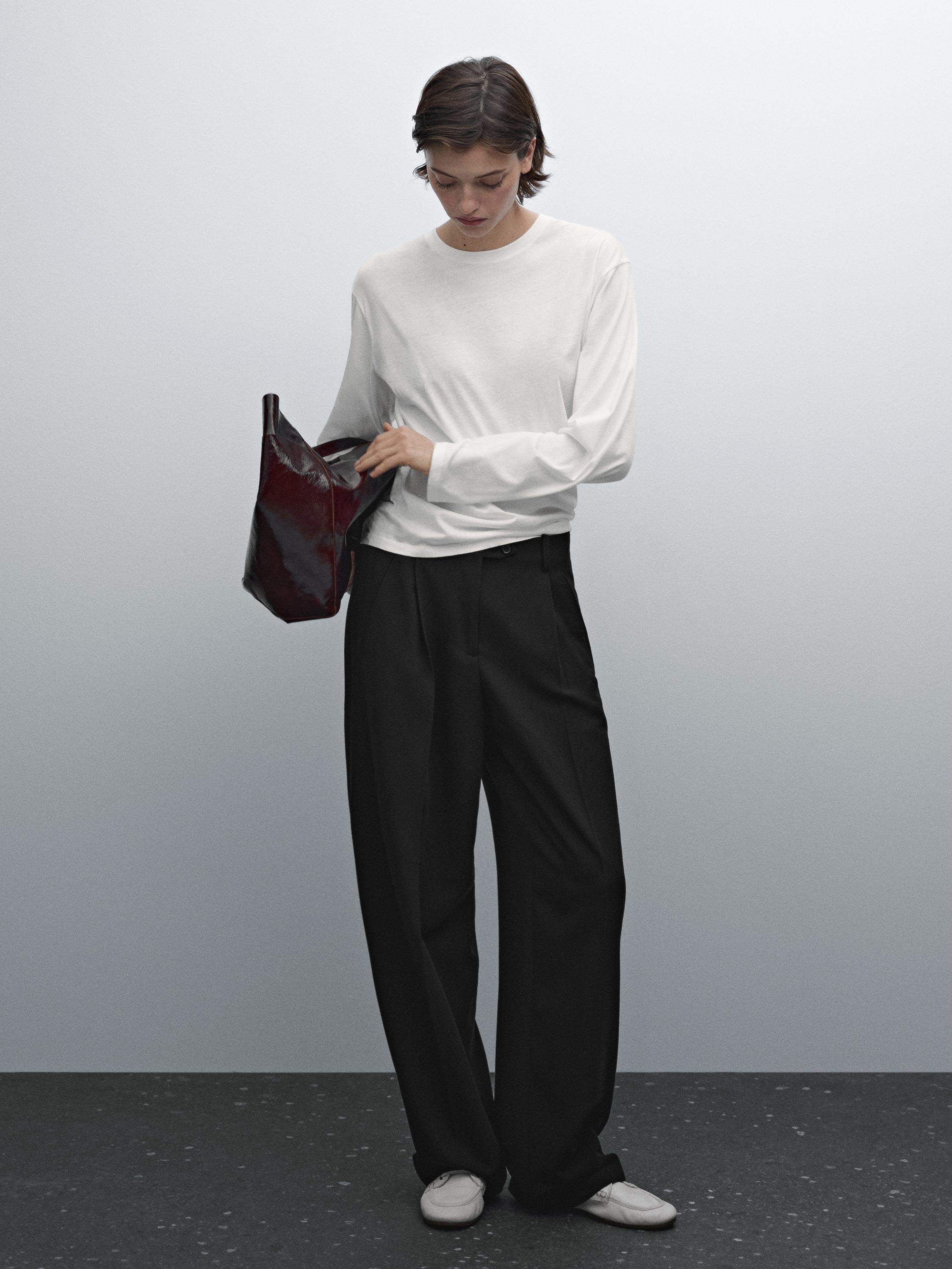 Darted trousers with tab detail Massimo Dutti