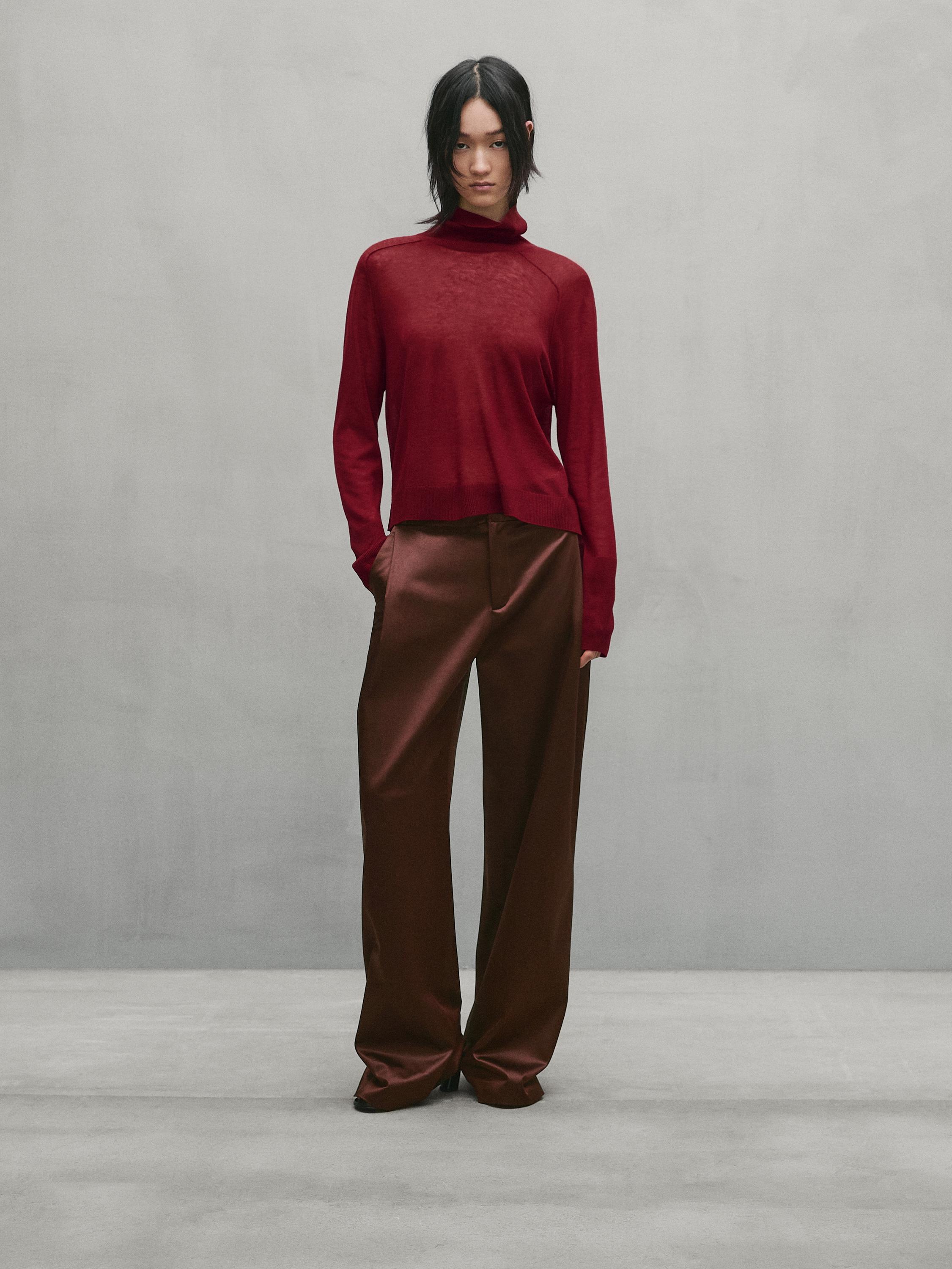 Cropped flowing knit sweater - Studio Massimo Dutti