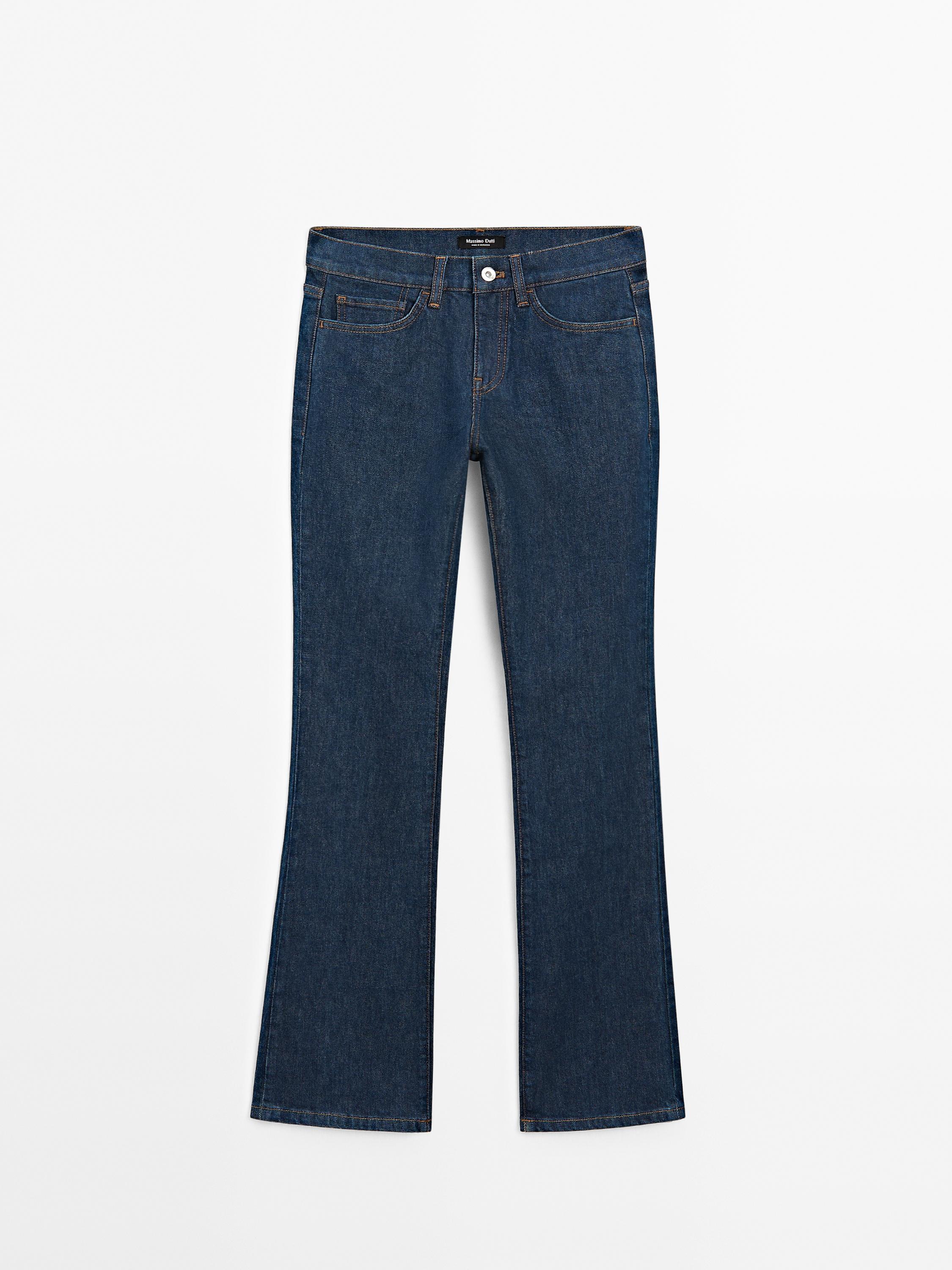 Cotton blend low-rise boot-cut jeans Massimo Dutti