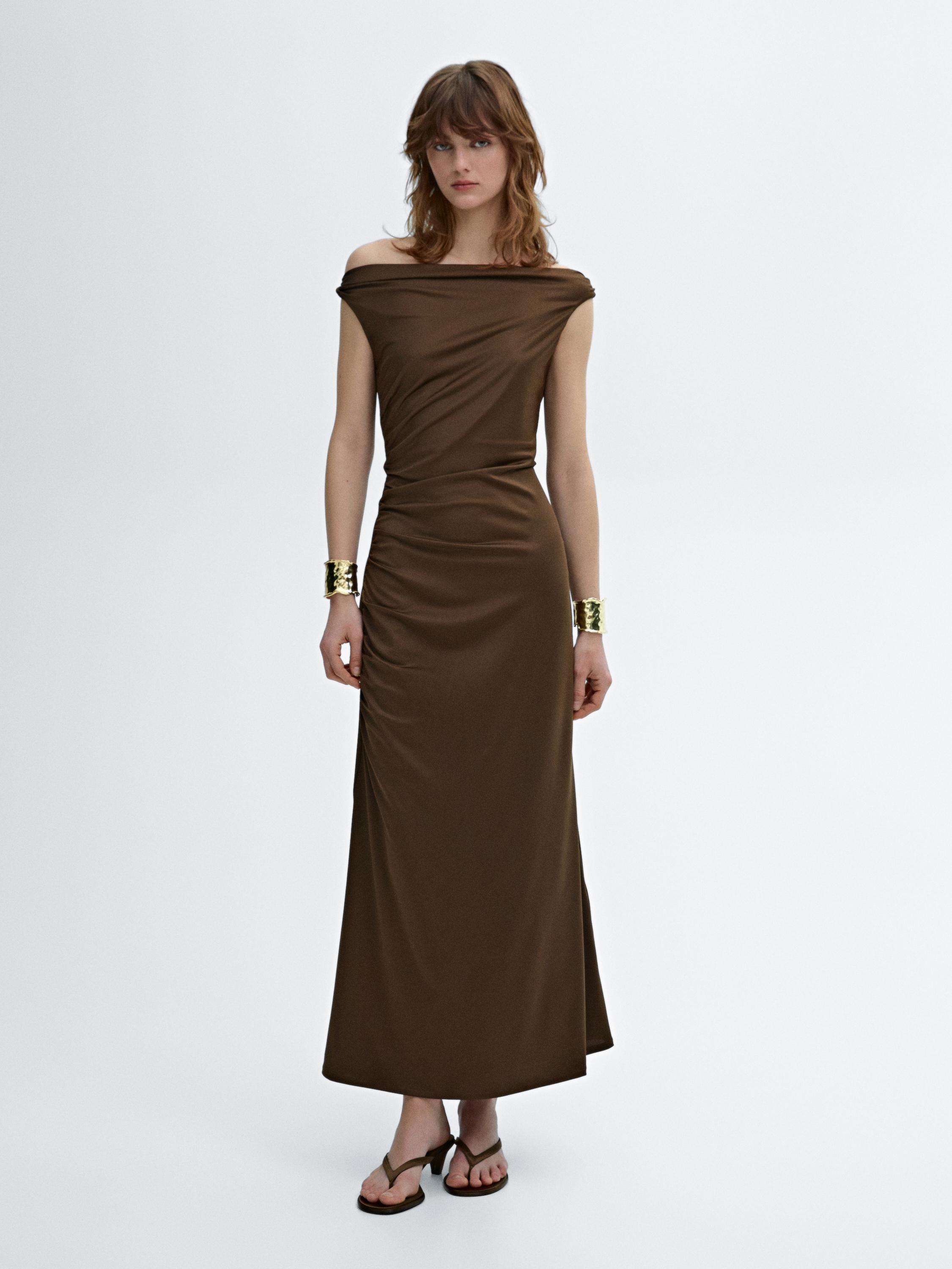 Long asymmetric dress Massimo Dutti