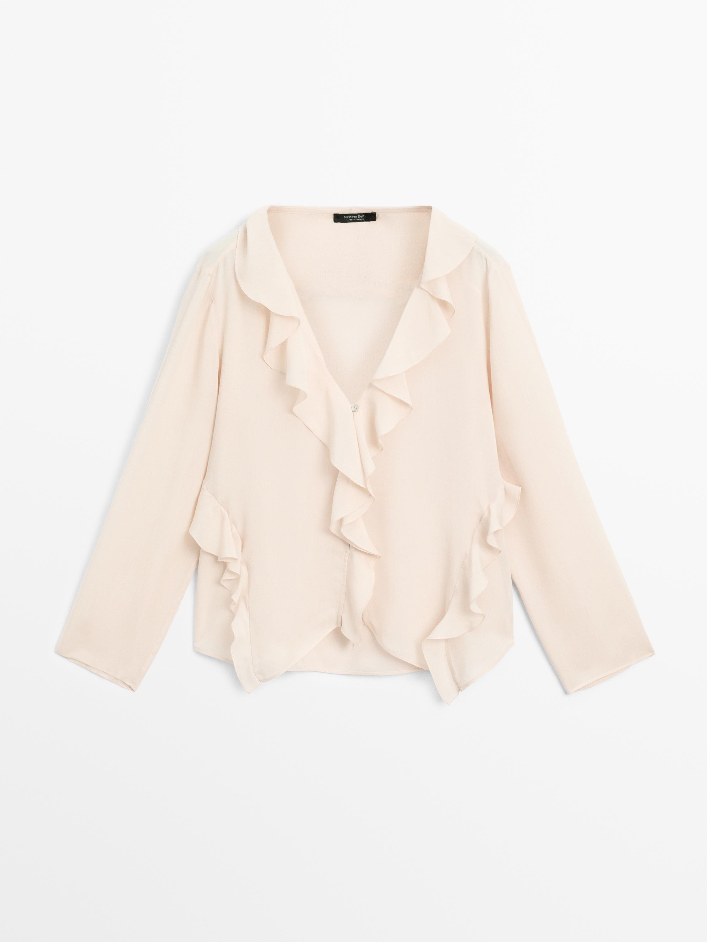 Ruffled shirt with asymmetric hem Massimo Dutti