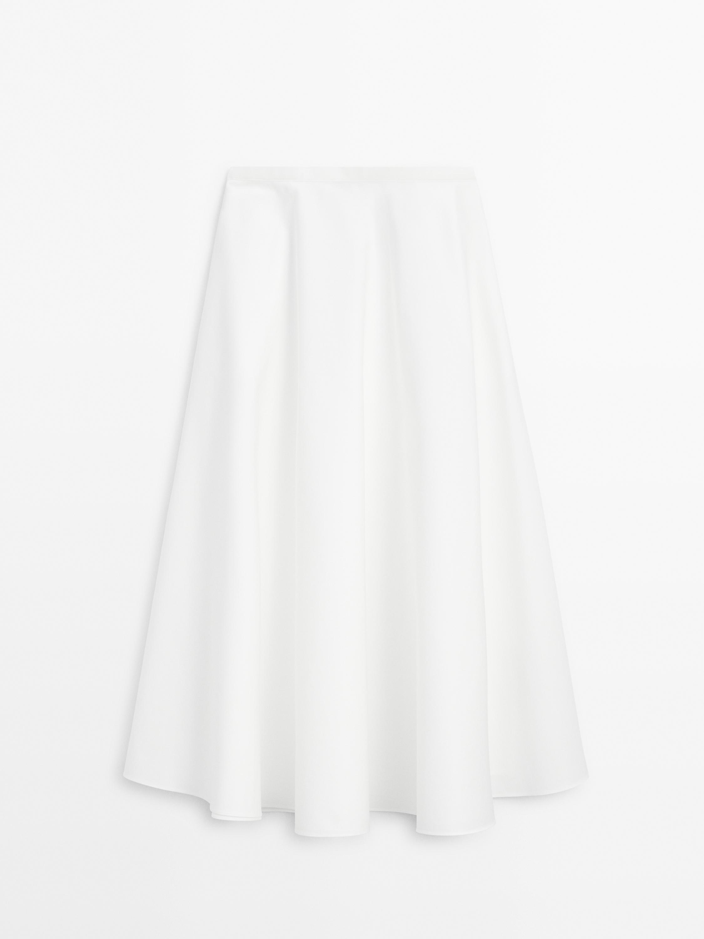 Flounce poplin midi skirt Massimo Dutti