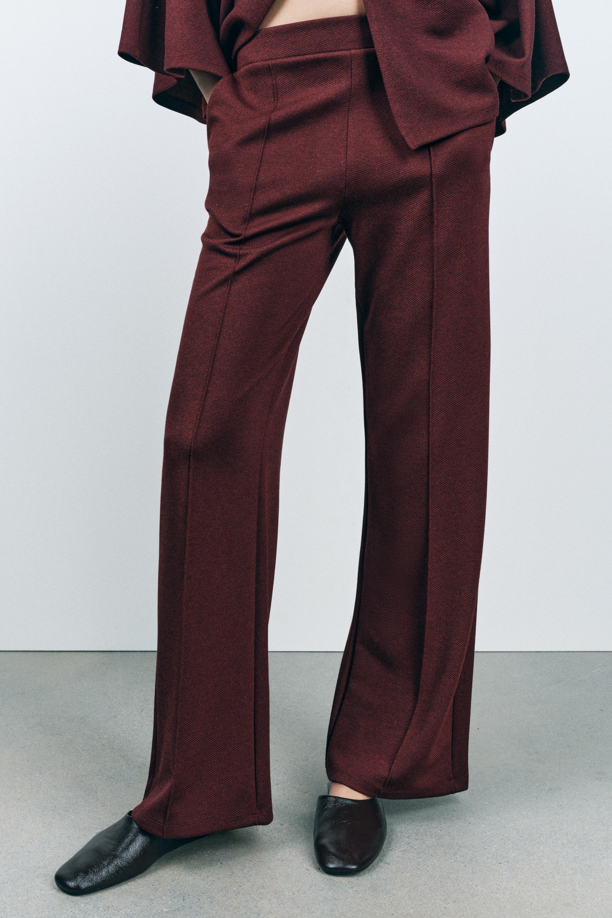 WIDE LEG RIBBED PANTS Zara