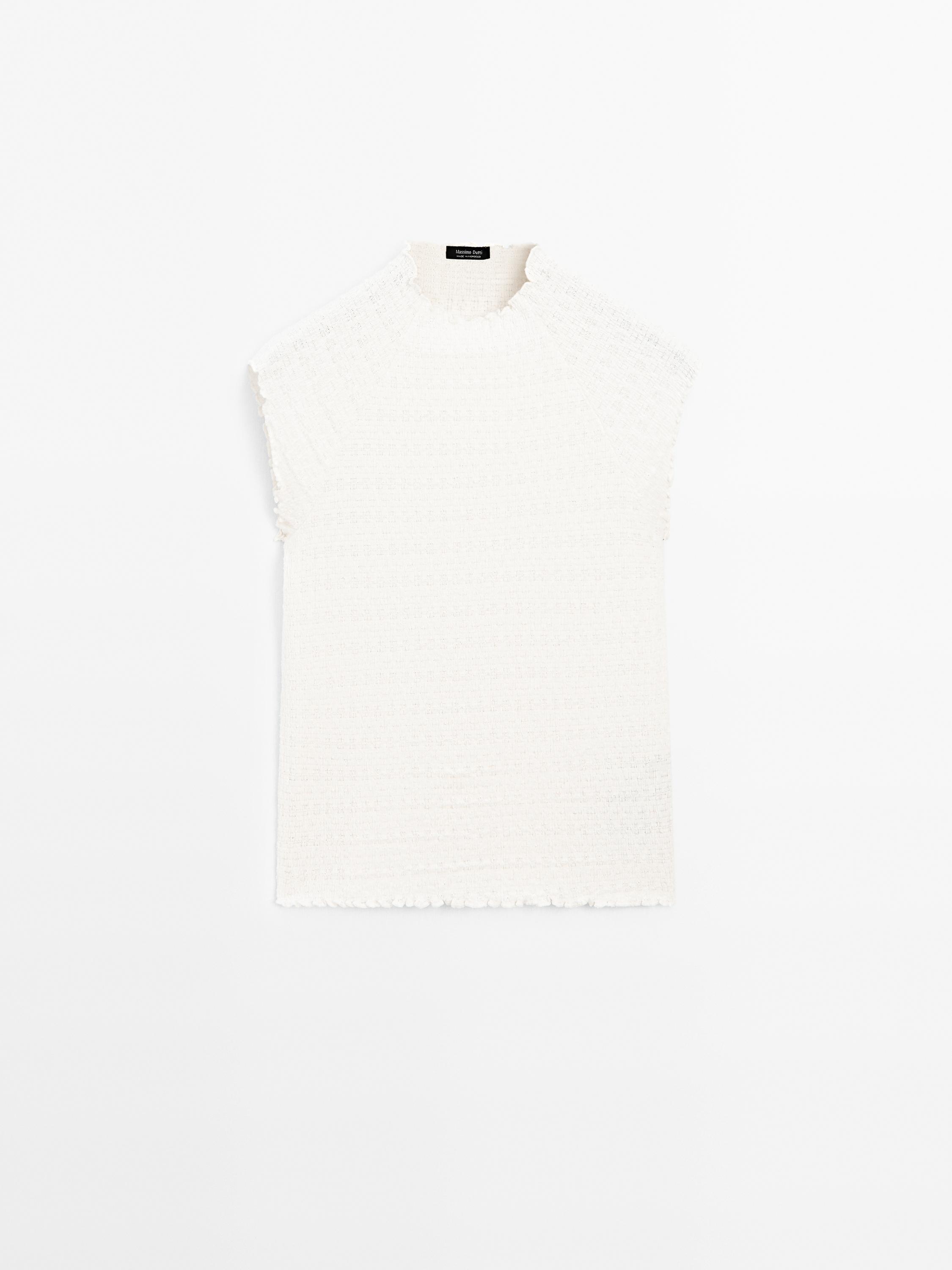 Textured raglan sleeve T-shirt Massimo Dutti