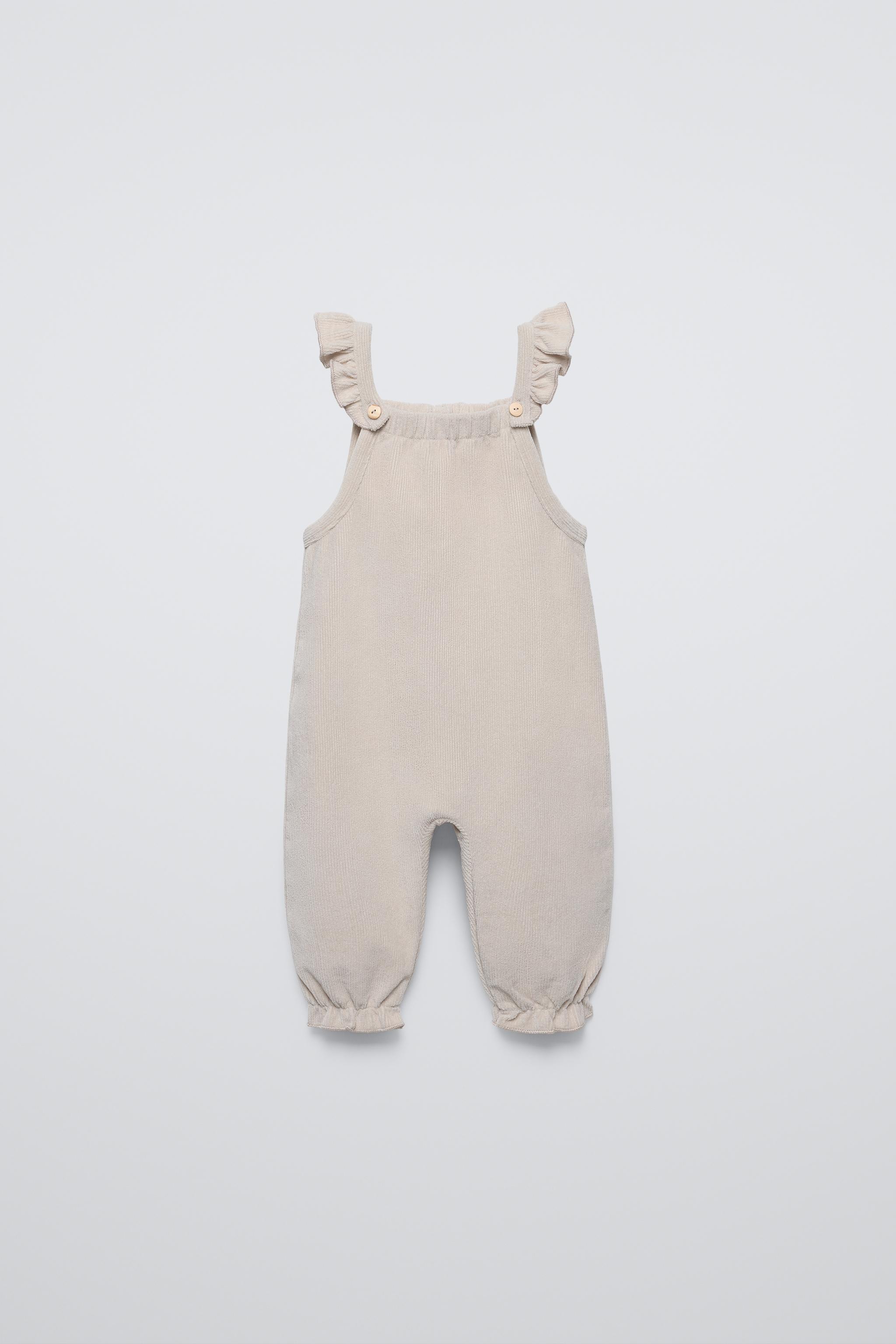 RUFFLED CORDUROY OVERALLS Zara