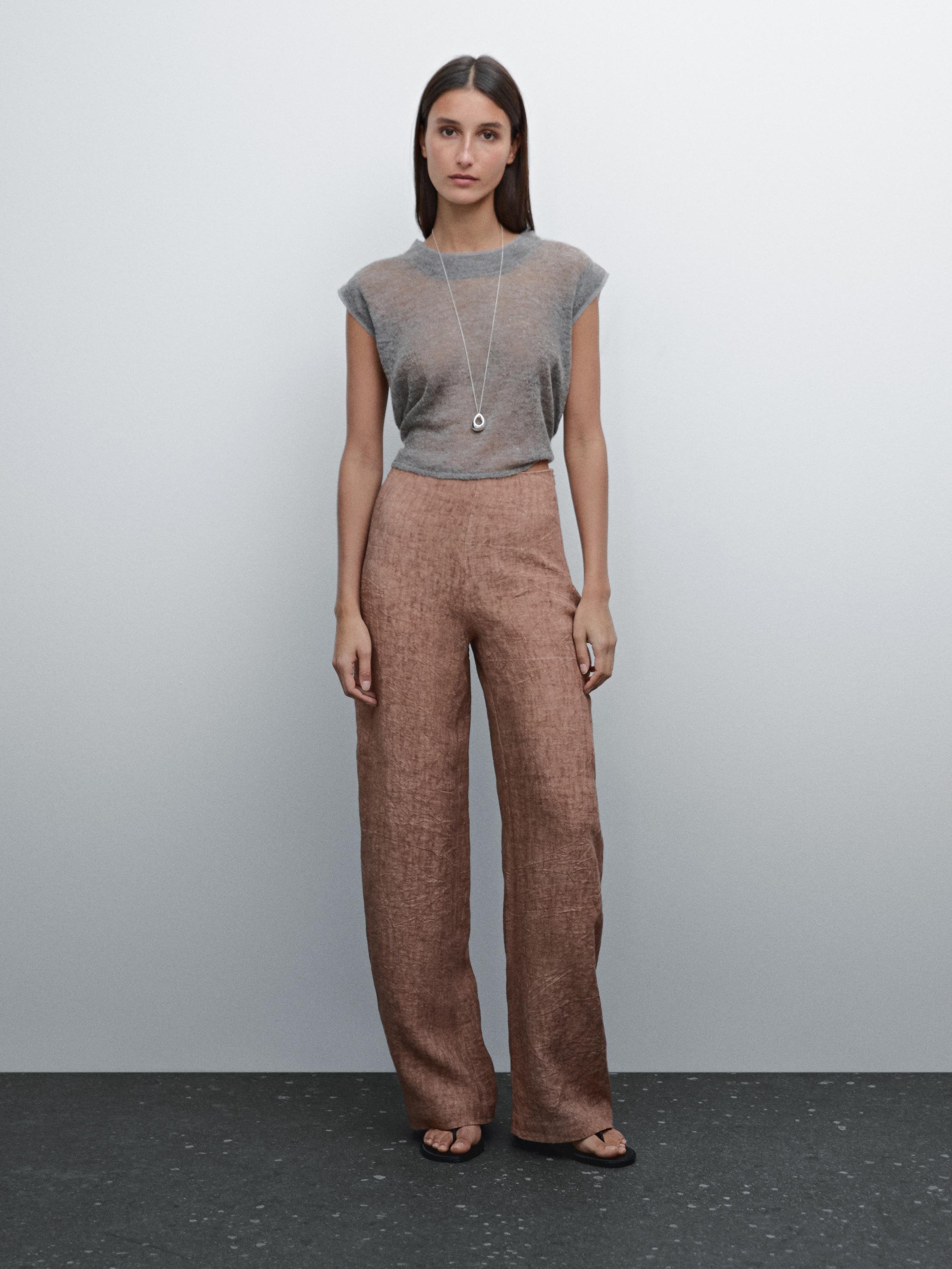 Flowing 100% linen trousers Massimo Dutti