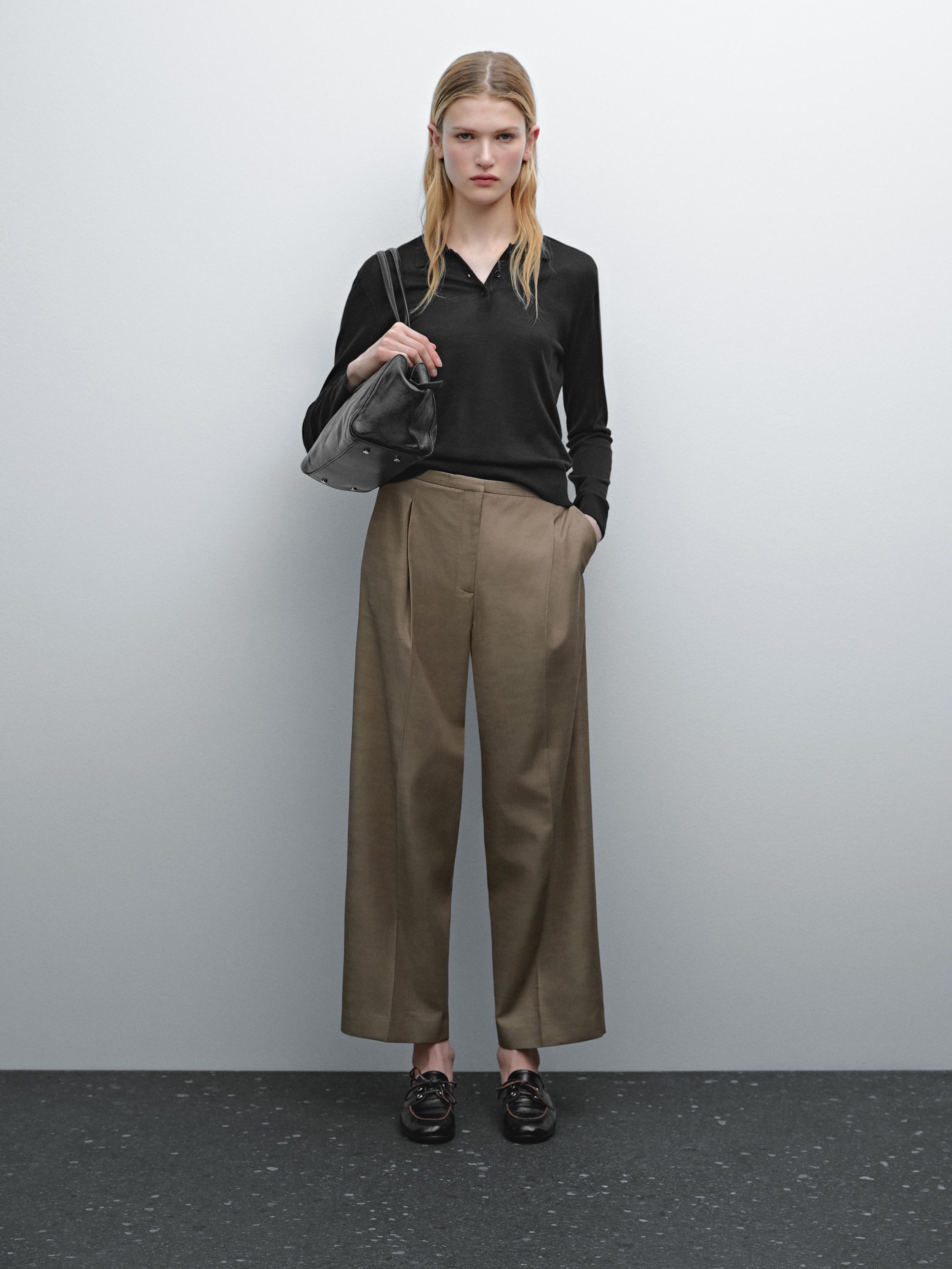 Darted trousers with thin waistband Massimo Dutti