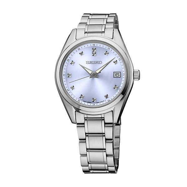 Women's Seiko Diamonds Light Blue Dial Stainless Steel Quartz Watch - SUR581 Seiko