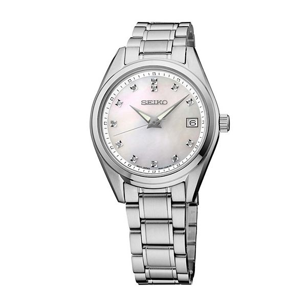 Women's Seiko Diamonds Mother-of-Pearl Dial Stainless Steel Quartz Watch - SUR579 Seiko