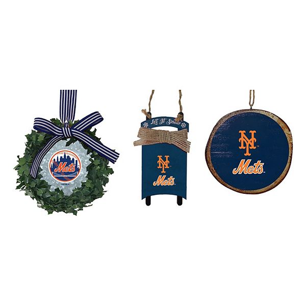 Новый год: украшения New York Mets - венок, рождественские сани, шарик, 3 предмета The Memory Company