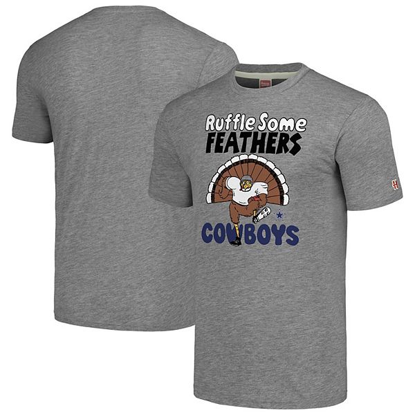 Unisex футболка Dallas Cowboys Ruffle Some Feathers с графикой, 50% полиэстер, 25% хлопок, 25% rayon Homage