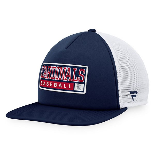 Мужская синяя и белая кепка St. Louis Cardinals Trucker с пенопластовой изоляцией и регулируемым размером Majestic