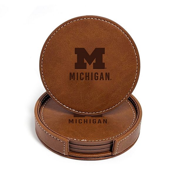 Набор подставок для напитков из искусственной кожи Michigan Wolverines, 4 штуки, 10,8 см x 10,8 см Logo Brand