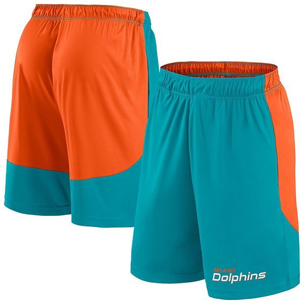 Мужские шорты Fanatics Miami Dolphins Aqua/Оранжевые большого размера с эластичным поясом и карманами Fanatics