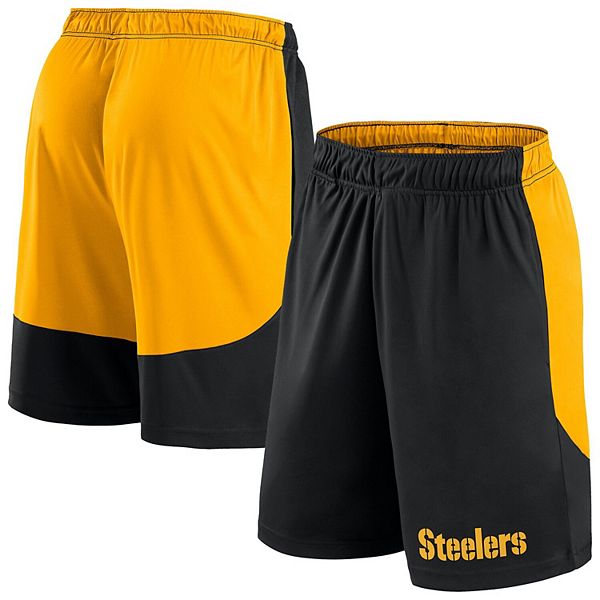 Шорты для мужчин Fanatics черно-золотые Pittsburgh Steelers Big & Tall с карманами и эластичным поясом Fanatics