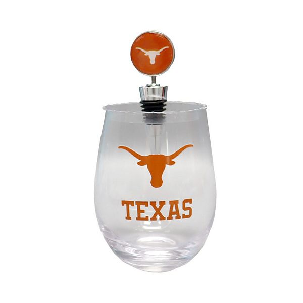 Стеклянный стакан без ножки 15oz с винной пробкой, с рисунком команды Texas Longhorns The Memory Company