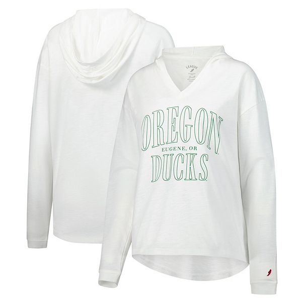 Худи Women's League Collegiate Wear Oregon Ducks с V-образным вырезом и длинными рукавами из слуба, 100% хлопок League Collegiate Wear