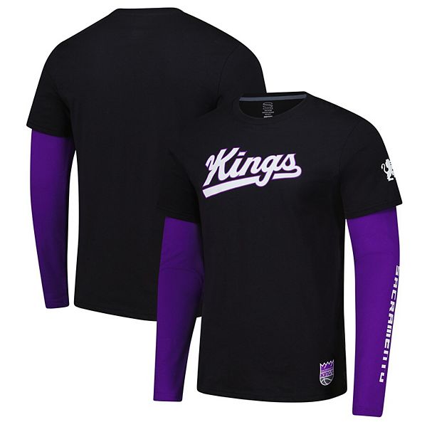 Унисекс футболка с длинным рукавом Stadium Essentials черного цвета Sacramento Kings 2fer из 100% хлопка Stadium Essentials